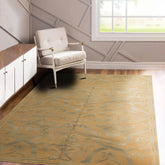 6' x8' 9'' Gold Teal Gray Color Hand Knotted French Aubusson Savonnerie 100% Wool Traditional Oriental Rug